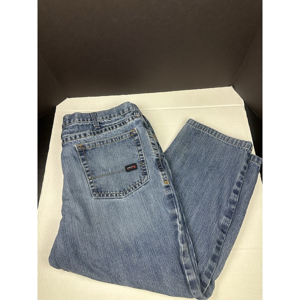 Ariat FR M3 Jeans Mens 46x30 Loose Straight Light Blue Denim Work Fire Resistant
